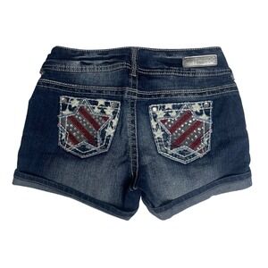 Wallflower Americana Flag Embroidered Denim Shorts Juniors 5